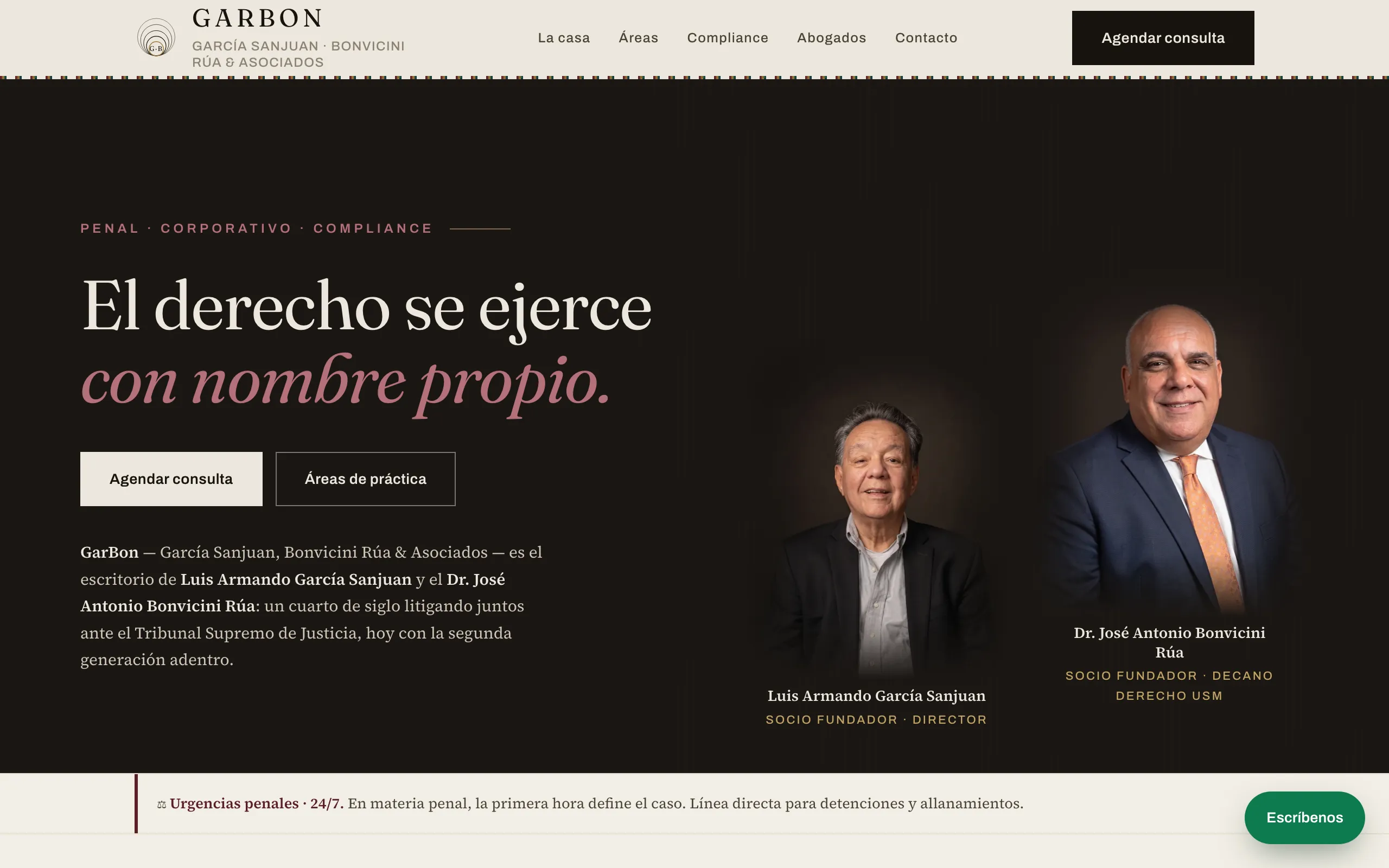 Sitio de GarBon Legal funcionando en producción
